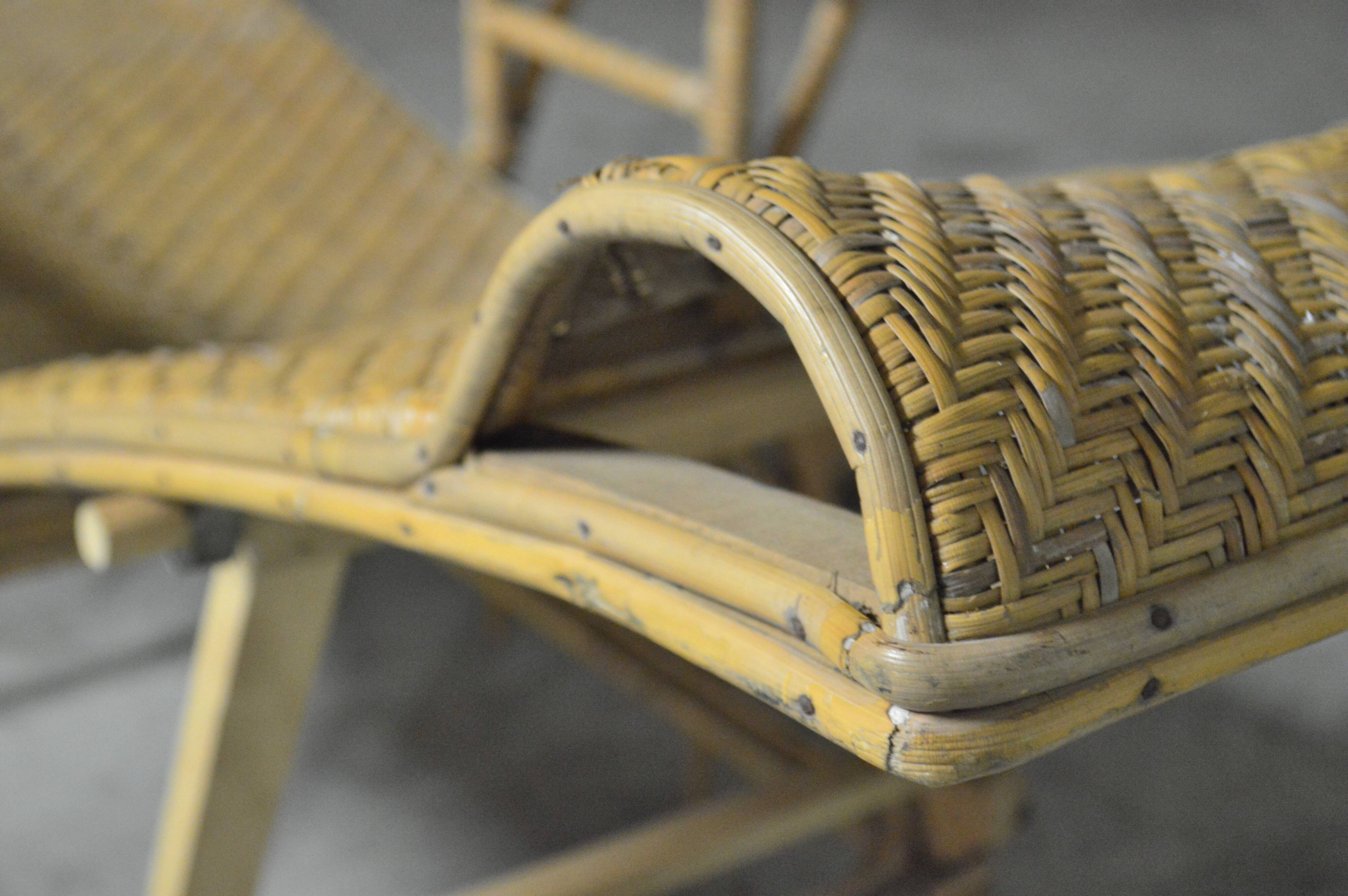 1960s rattan lounger