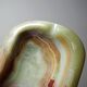 Large green onyx ashtray with free-form bands, vintage Italy, 50s-60s