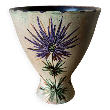 Vase en céramique vintage "aux chardons", Savoie