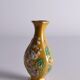 Chinese Yellow Glazed Hexagonal Relief Porcelain Vase with Prunus Motif