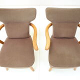 1940s Pair of Oak Armchairs by Krasna Jizba, Czechoslovakia