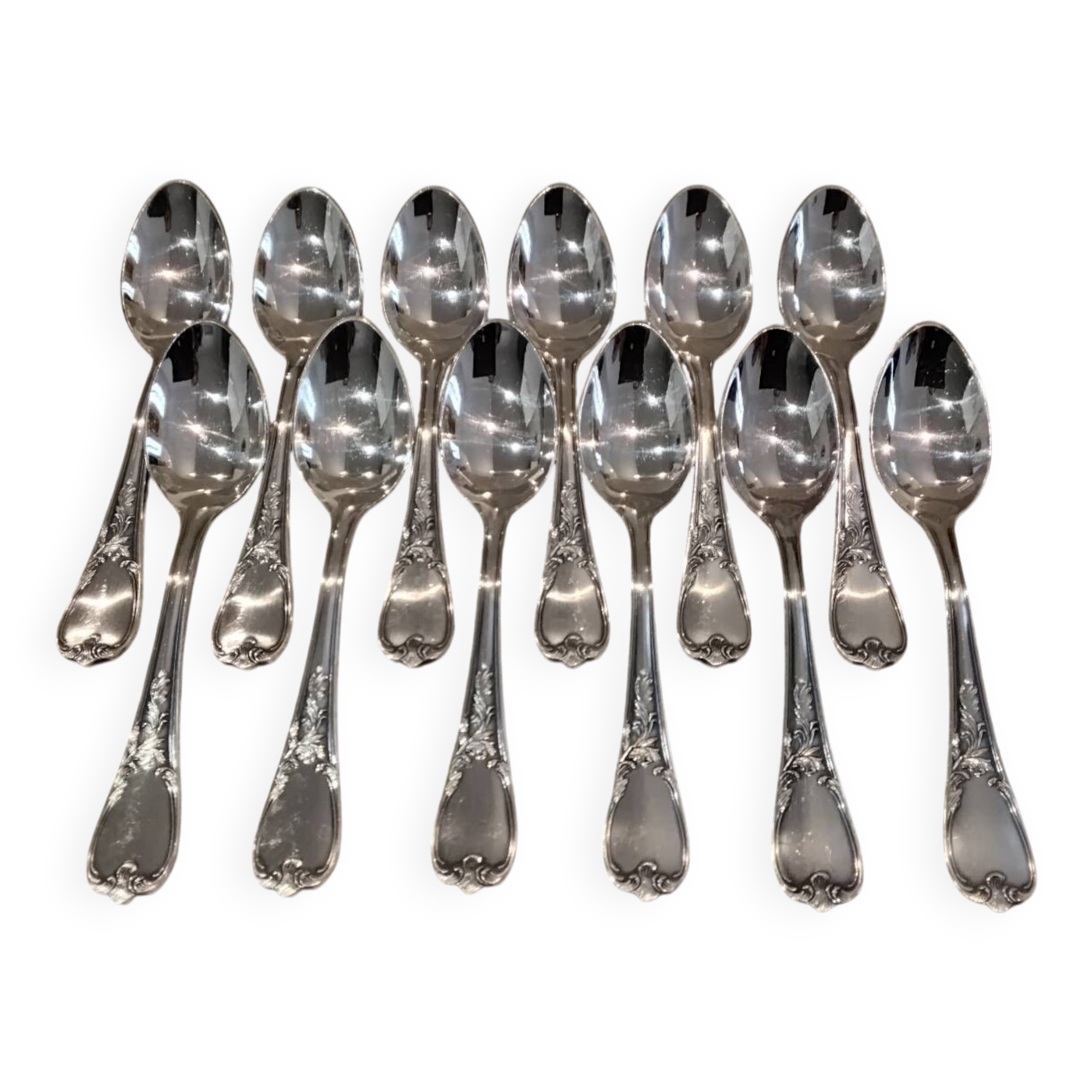 12 silver-plated metal coffee spoons Ercuis model Dubarry