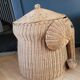Elephant laundry basket in rattan