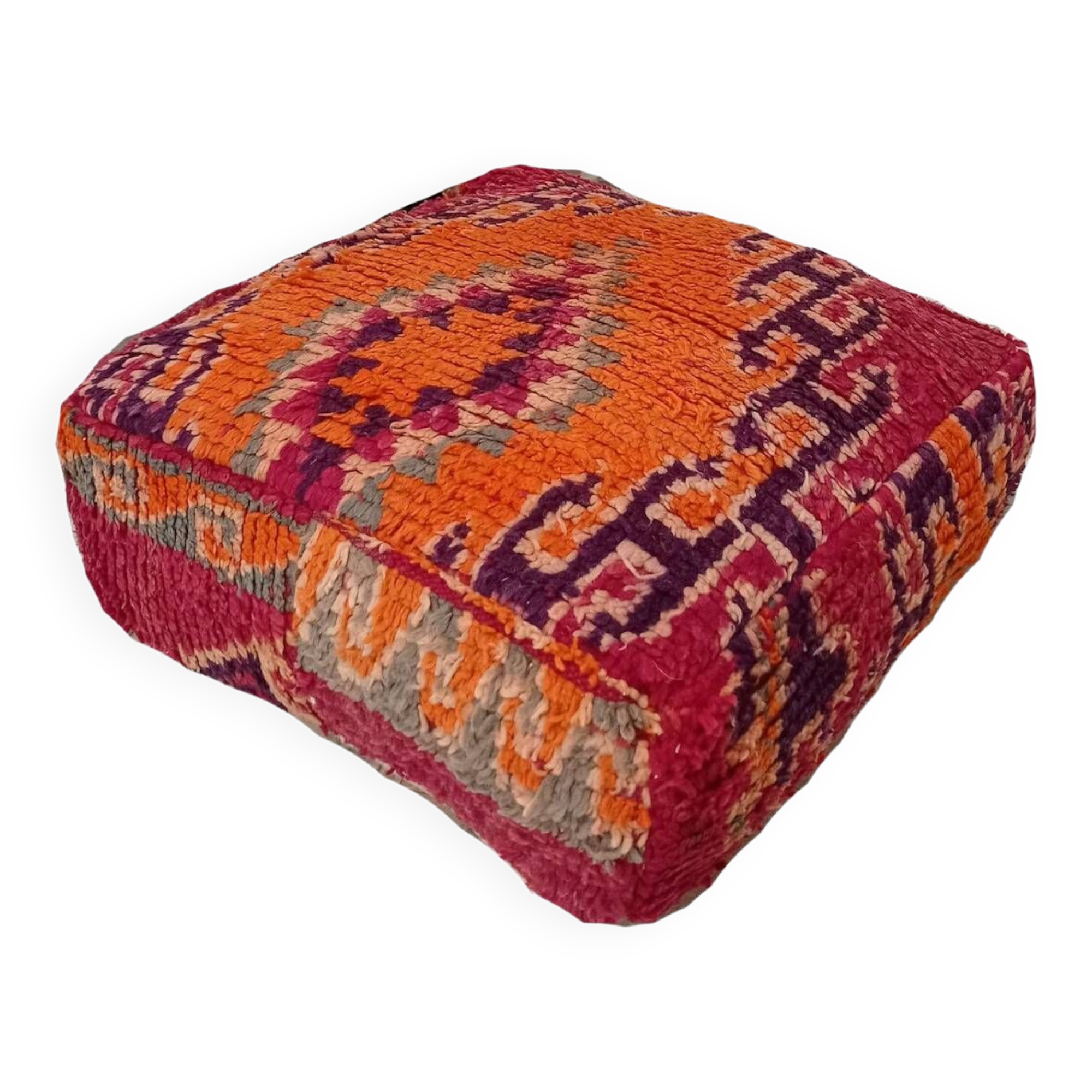 Handmade Berber pouf in wool 60 X 60 X 20 CM
