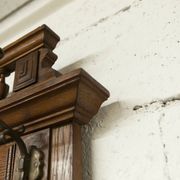 Napoleon III style walnut wardrobe, late 19th century, 3 mirrors, marble top, 8 coat hooks