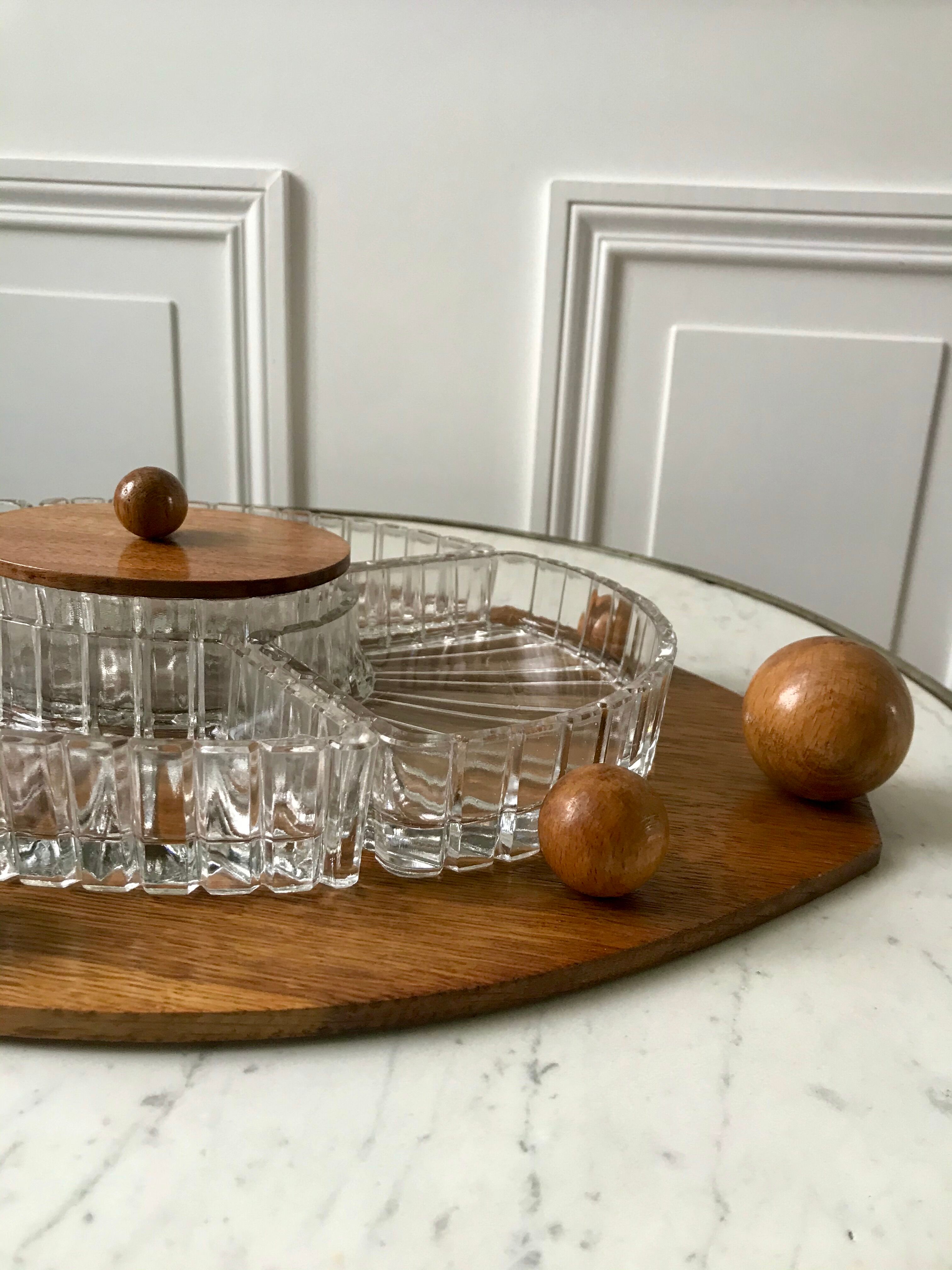 Wooden top and art deco glass 30s