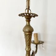 Lustre ancien 3 bras laiton et pampilles