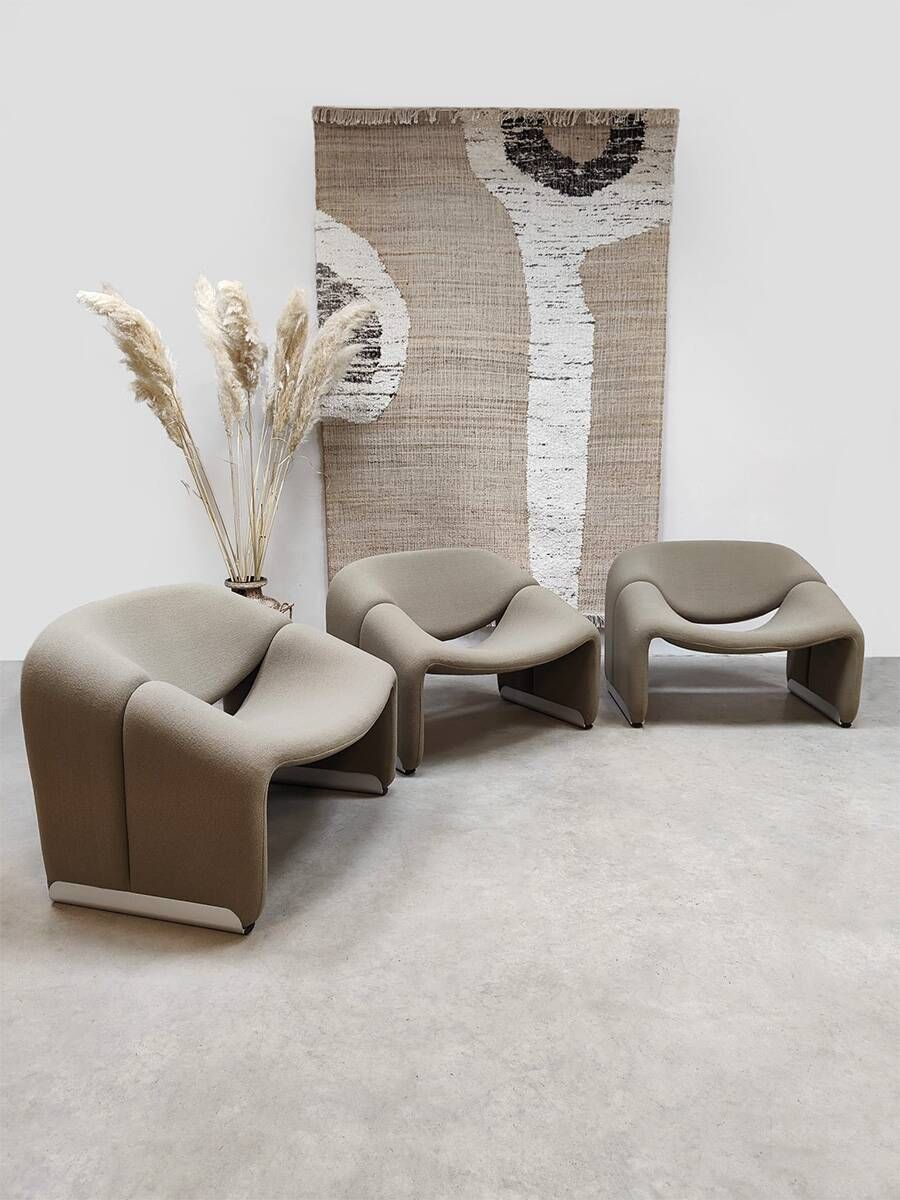 Set of 3 vintage Dutch design groovy chairs F598 'Wabi sabi'