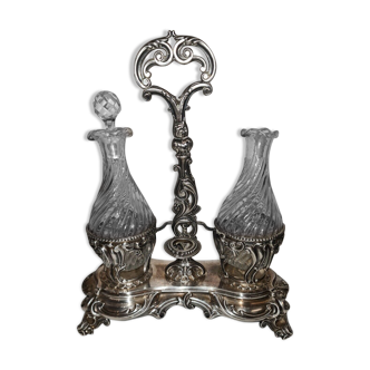 Huilier vinaigrier en argent massif style Louis XV