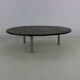 Large brutalist slate stone round coffee table