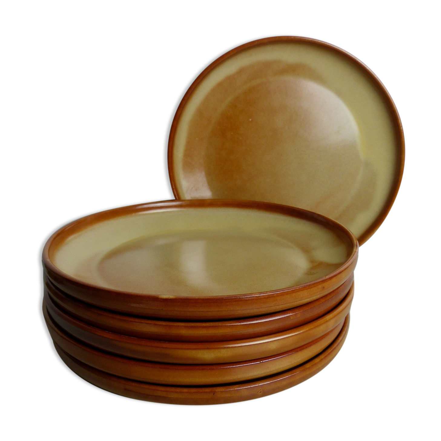 Set of 6 flat sandstone plates