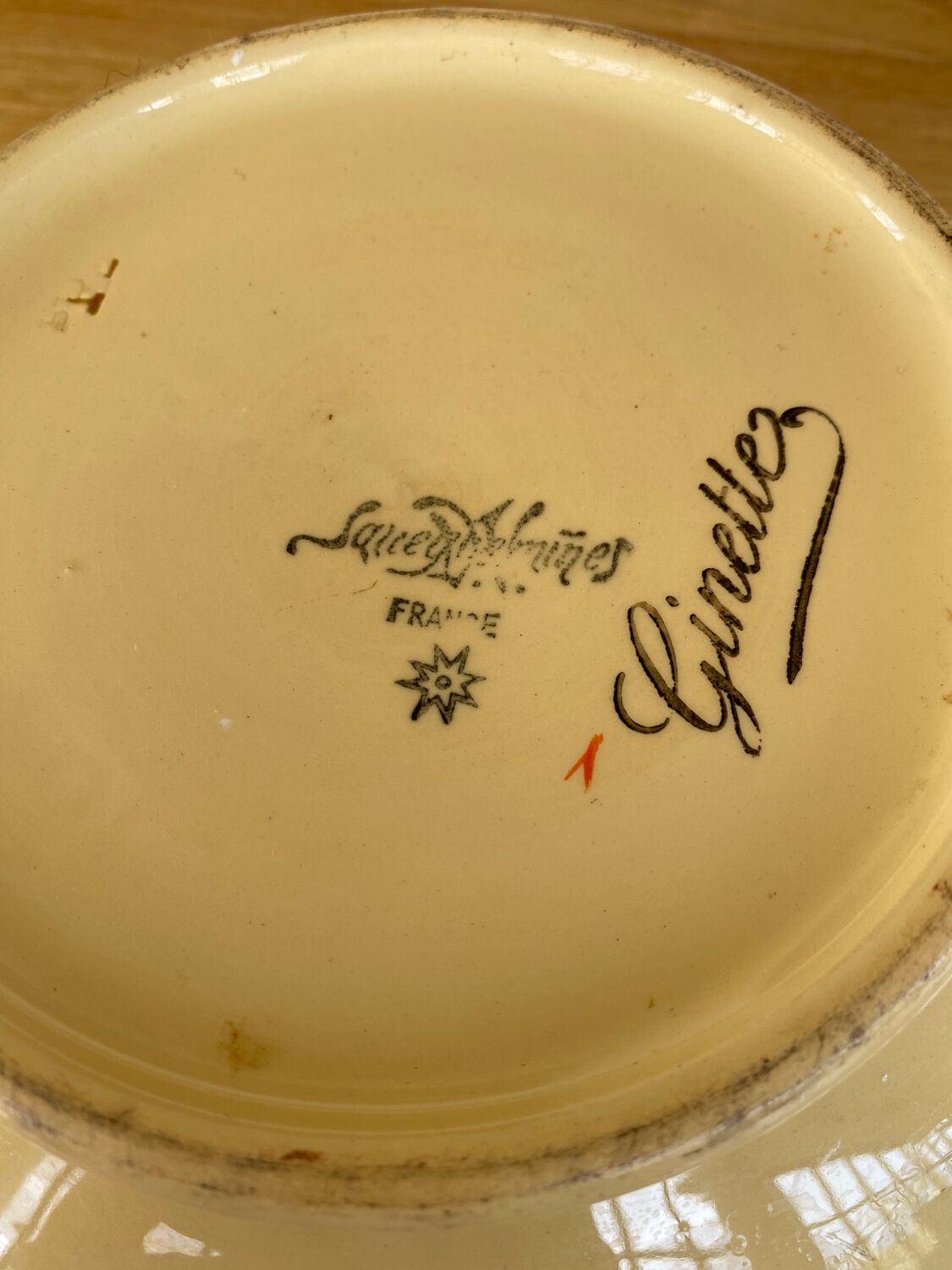 Salad bowl earthenware Sarreguemines model Ginette