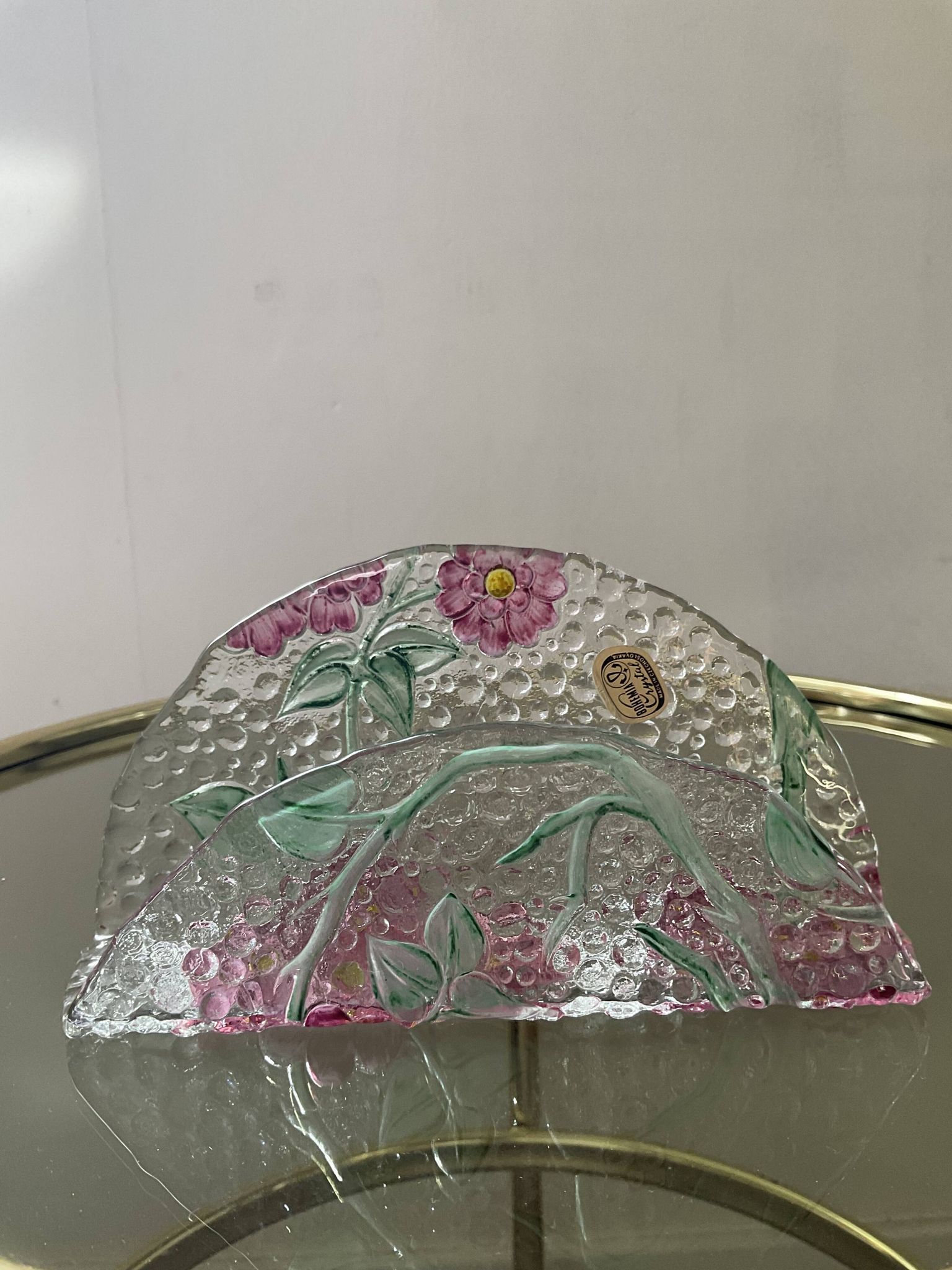 Vintage bohemian crystal mail holder Czechoslovakia