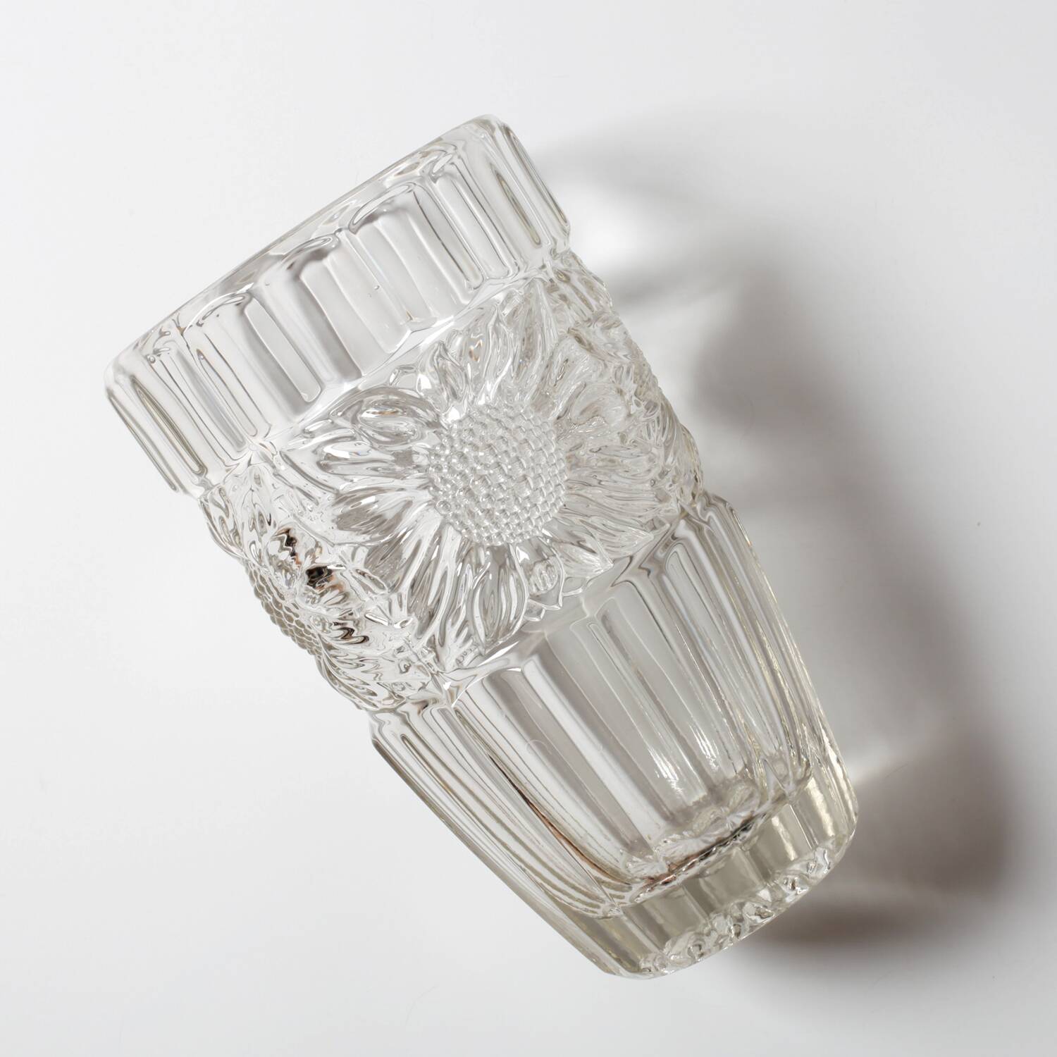 Large Vintage Sunflower Glass Vase: Bohemia Glass, Czech Republic, 1960s