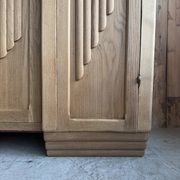Large asymmetrical Art Deco wardrobe with three doors in oak (renovated)