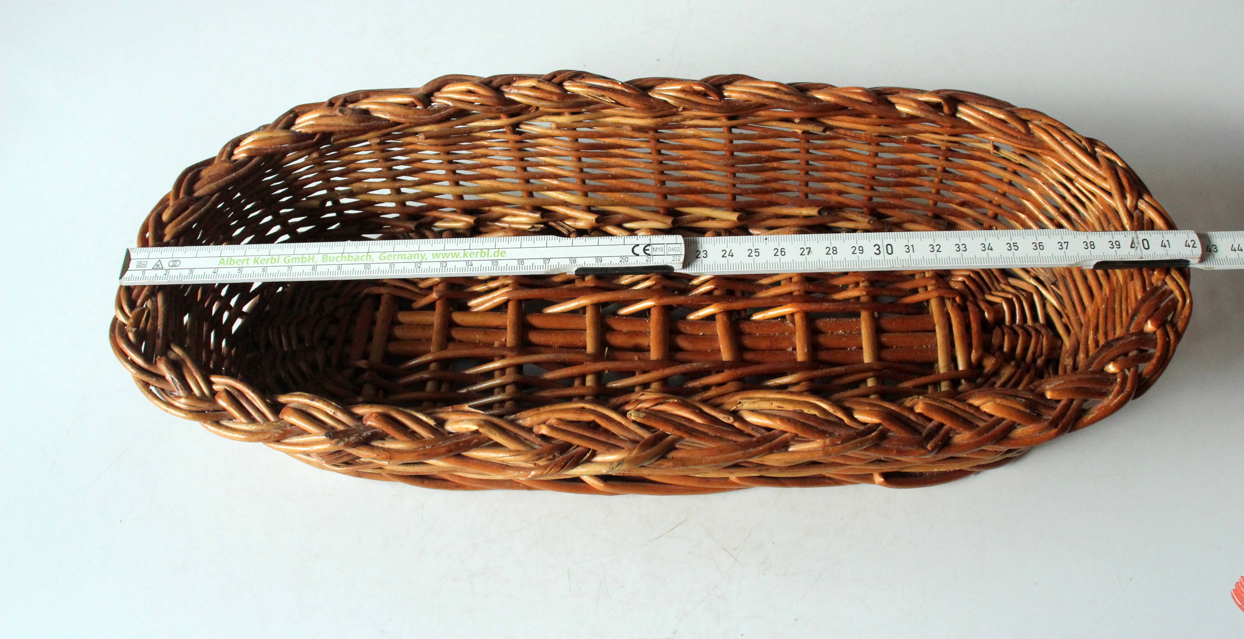 Wicker bread basket, braided, handmade, vintage from the 1970s