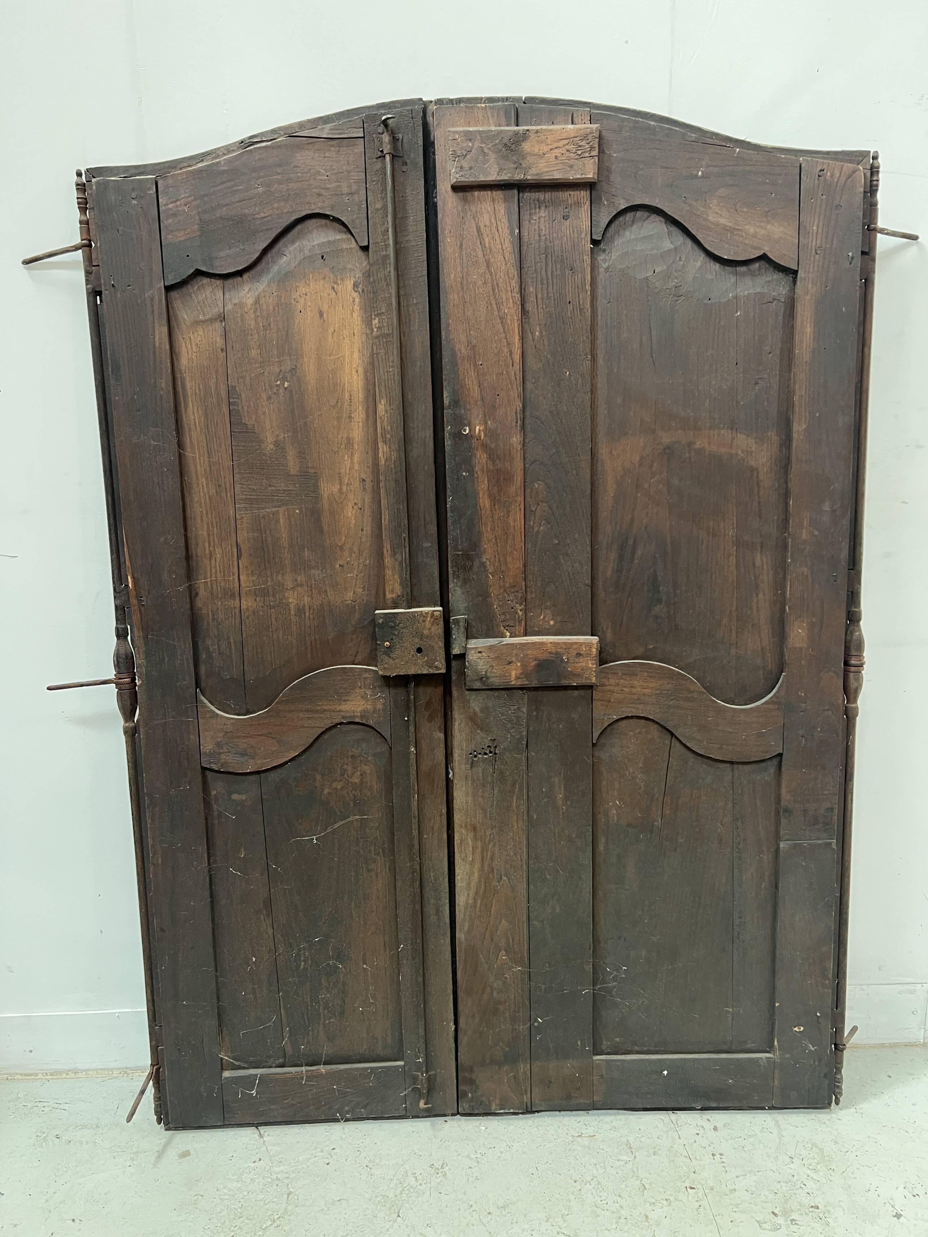 Antique pair of 18th century solid oak cabinet doors
