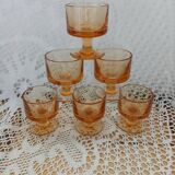 6 petits verres vintages oranges