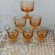 6 small vintage orange glasses