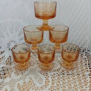 6 small vintage orange glasses