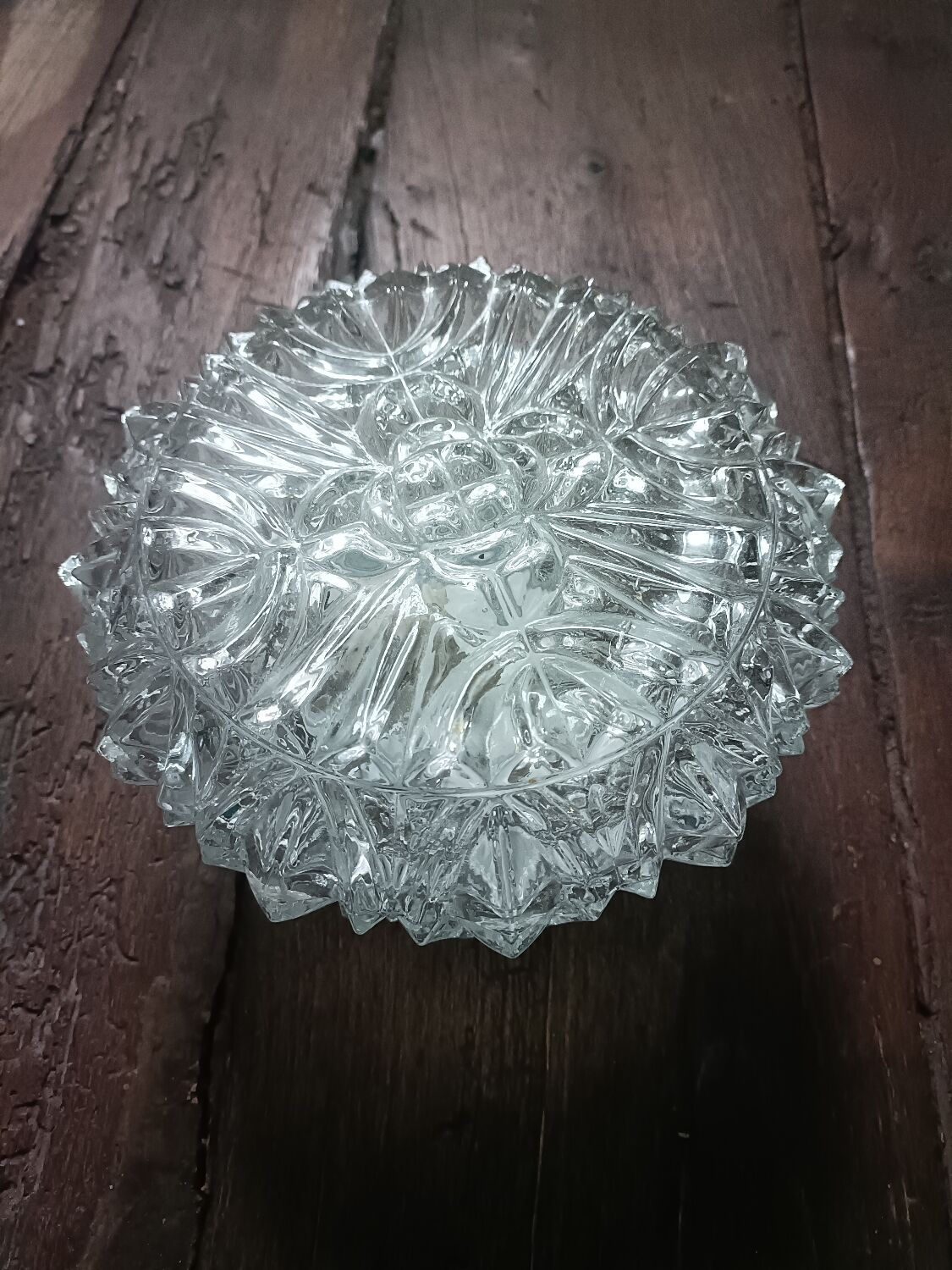 Ceiling light, vintage wall lamp with moulded glass.