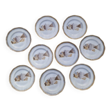 Lot de 9 assiettes plates saint Amand decor poissons