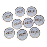 Lot de 9 assiettes plates saint Amand decor poissons