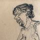 Croquis au fusain sur papier de robert haisley, etude de modèle, assoupie sur une chaise