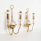 Rare set of Italian crystal 'Swan' wall lights, Italy 1980s