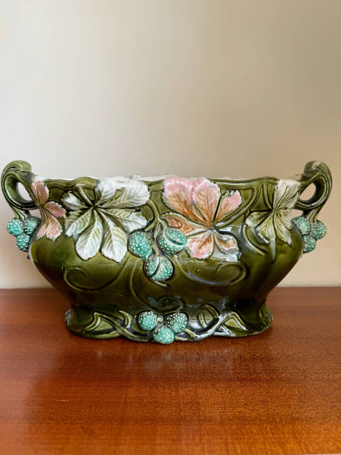 Old Art Nouveau majolica planter