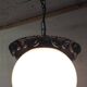 Metal lantern suspension and opaline globe by Delmas - mid 20th century.