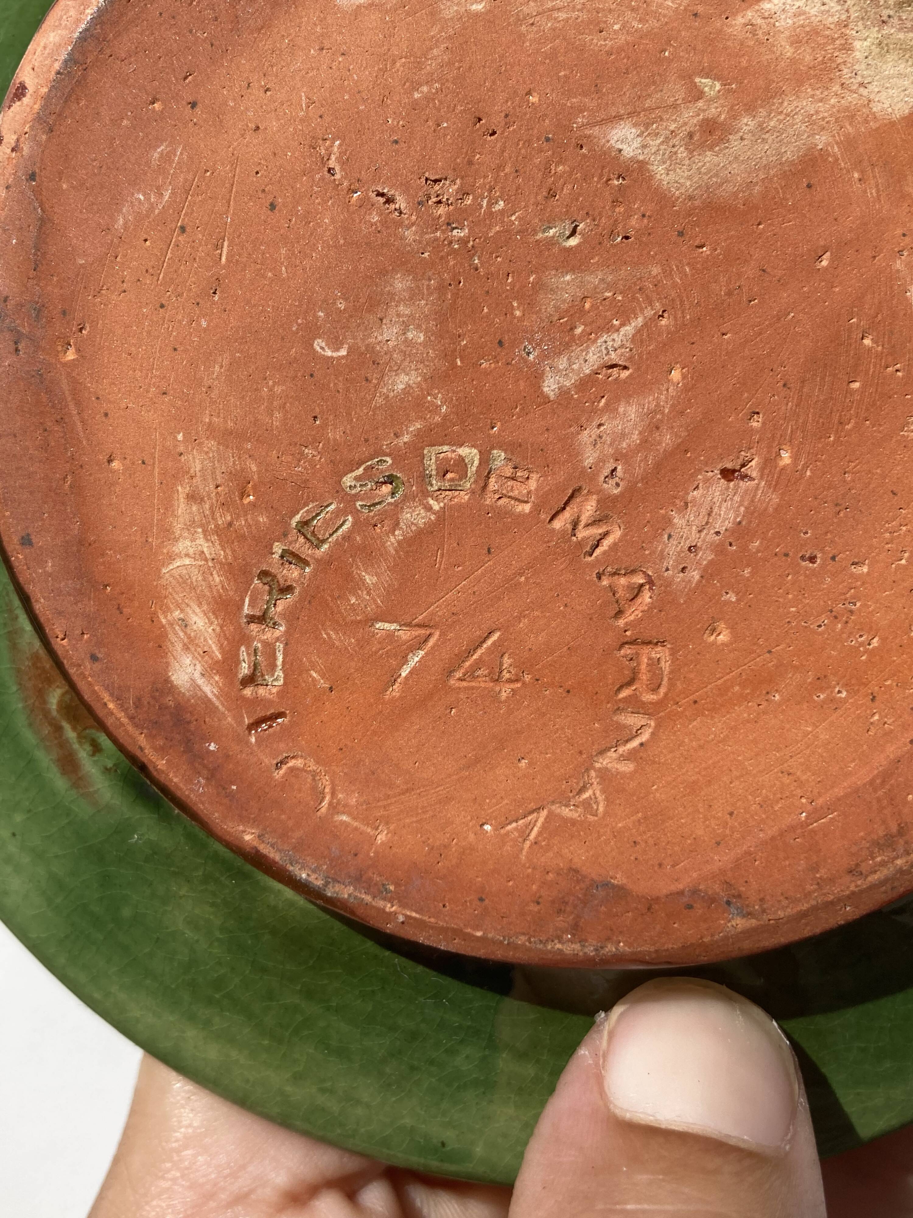 Coffee service signed Poterie de Marnaz including cups and pitcher in glazed terracotta