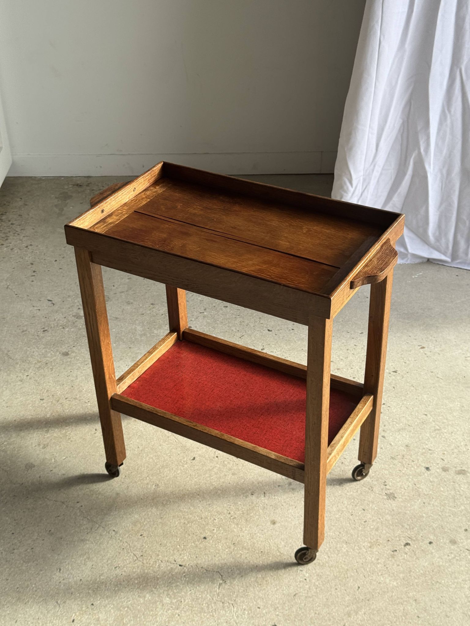 Wooden rolling trolley with removable top H66 75x35