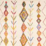 Berber carpet blessed ecru ourain with colored patterns 245 x 150 cm