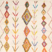 Berber carpet blessed ecru ourain with colored patterns 245 x 150 cm