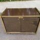 Vintage 70s TV cabinet Hi-Fi brass smoked glass on wheels Hollywood Reg