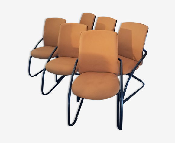 Comforto suite de 6 chaises conferences vintage 80