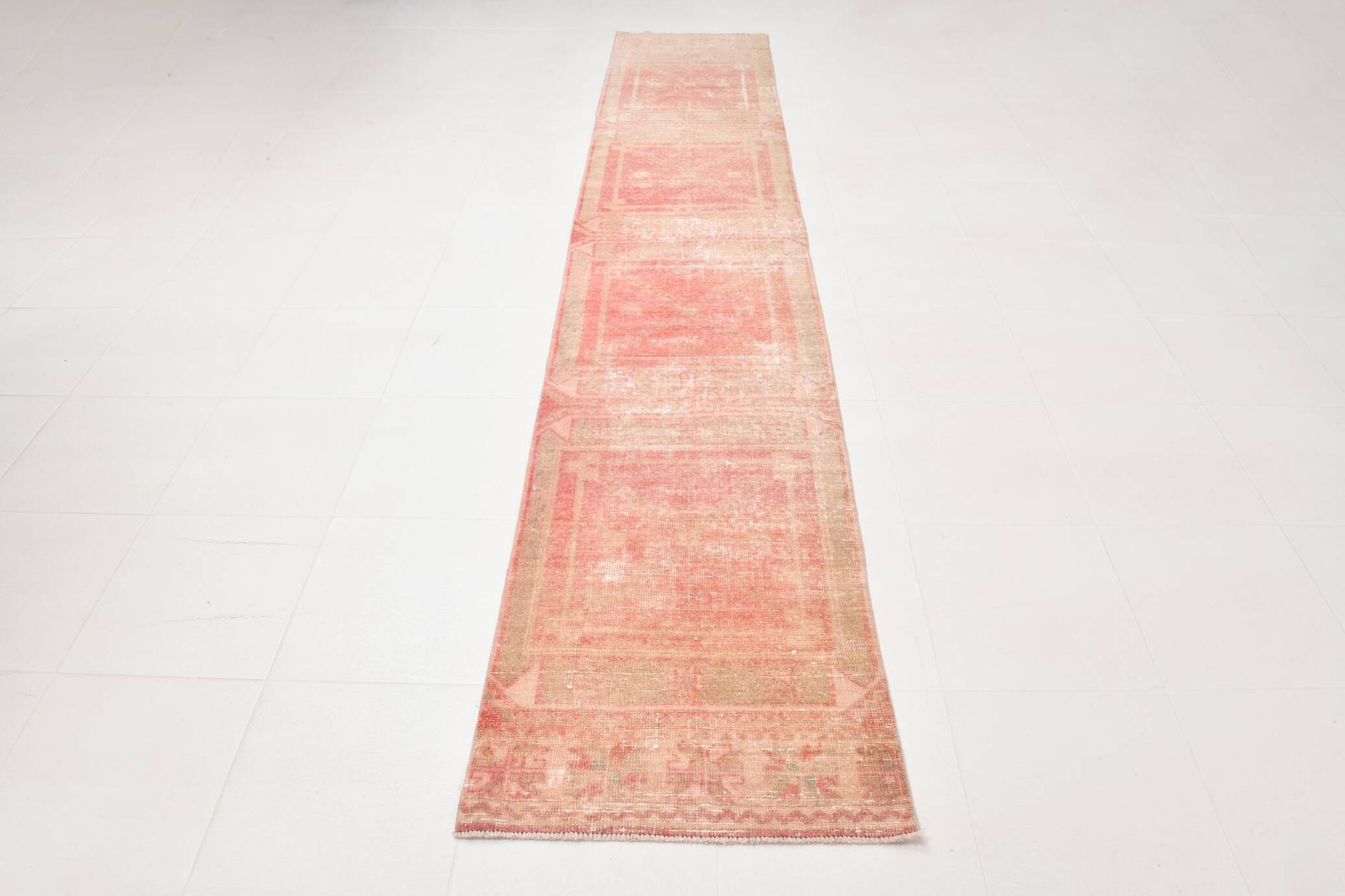 2x12 Stair Red & Pink Vintage Runner Rug, 73x382Cm