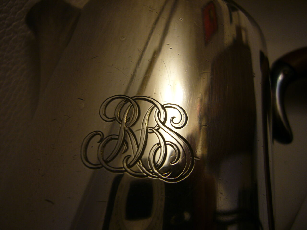 Silver metal teapot or coffee maker