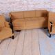 Czech Art Deco Sofas and Lounge Chairs in Beech and Oak attributed to Jindrich Halabala for Up Závody, 1930s, Set of 3
