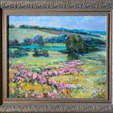 Table HST "Flower Fields" Ukrainian School XX° signed + frame