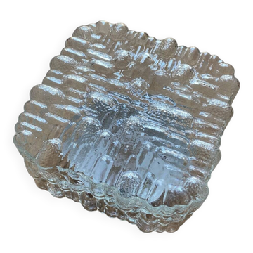Applique murale carrée plafonnier verre transparent luminaire ancien
