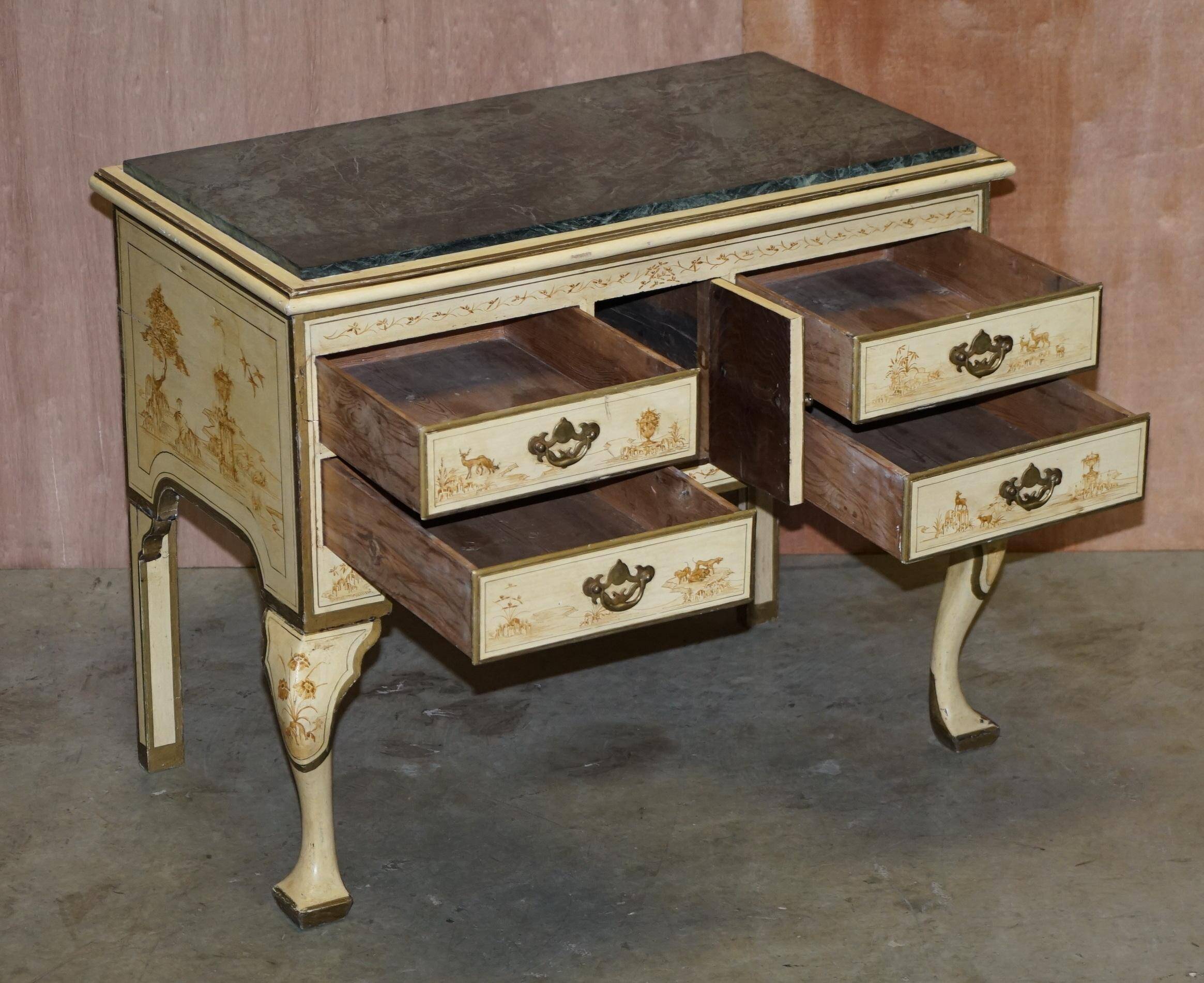 Chinoiserie Buffet with Marble Top in Chippendale Style