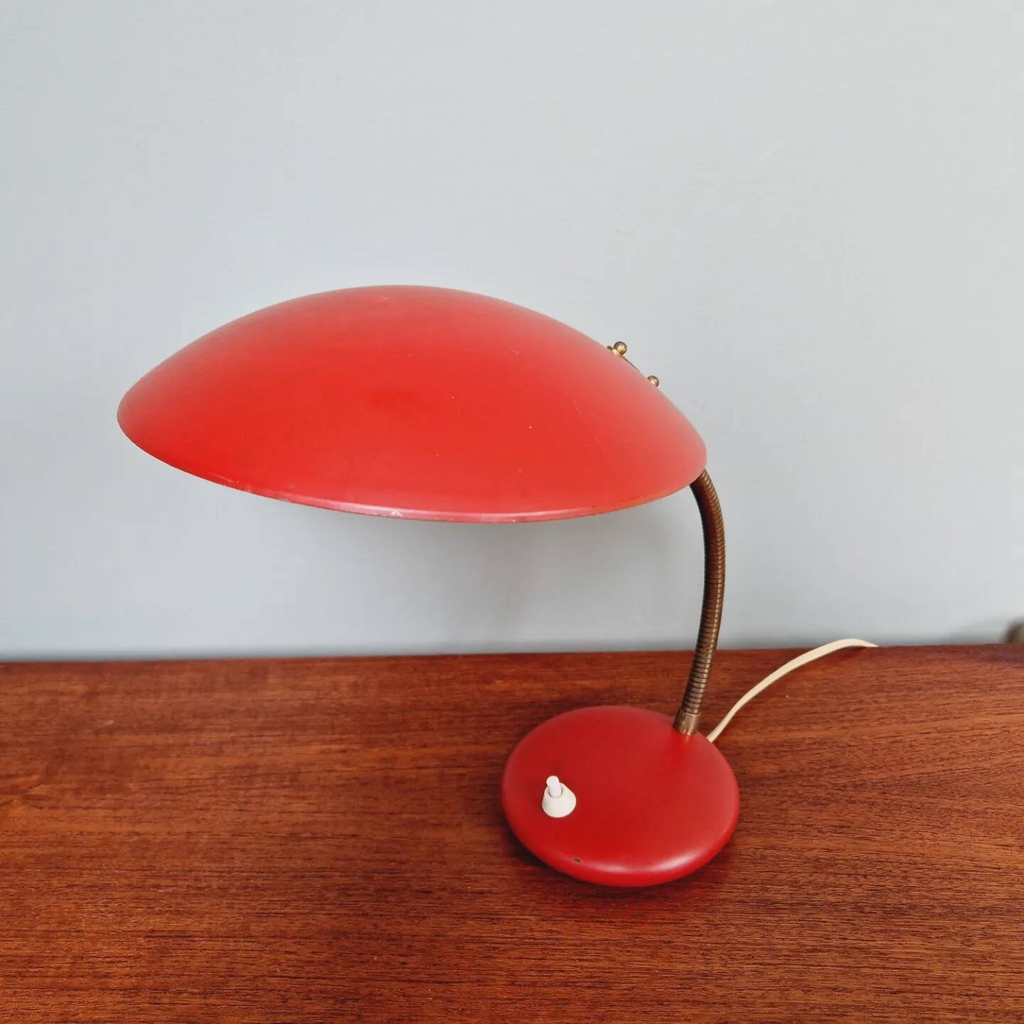 Articulated lamp in red lacquered metal, 1960s