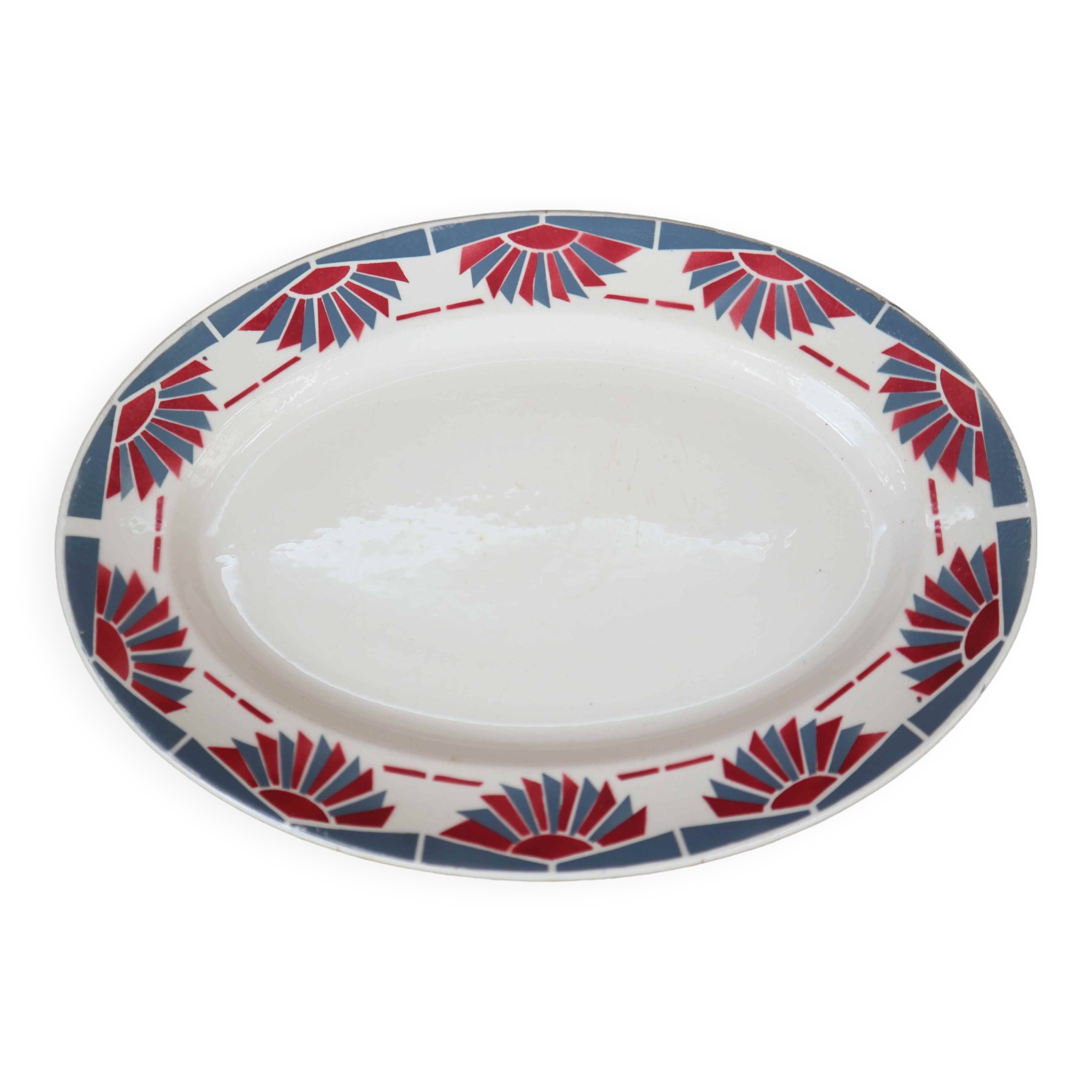 Old oval earthenware dish "Horizon" St Amand