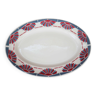 Old oval earthenware dish "Horizon" St Amand
