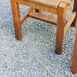 Set de 4 chaises des années 70 brutalistes en chêne