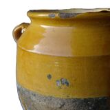 Grand pot à confit ancien français à glaçure jaune