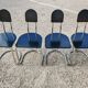 Set of 4 Bauhaus tubular steel chairs with wooden seats.