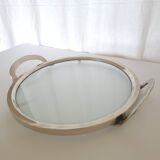 Glass and silver-plated metal tray